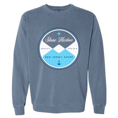 Stone Harbor New Jersey Nj Circle Graphic Garment-Dyed Sweatshirt