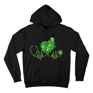 Stethoscope Heartbeat Nurse Doctor St Patricks Day Clover Hoodie