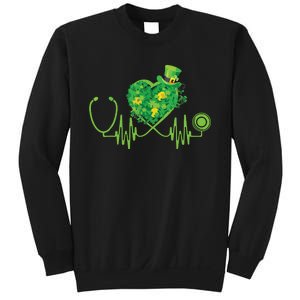 Stethoscope Heartbeat Nurse Doctor St Patricks Day Clover Sweatshirt