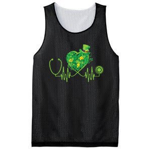 Stethoscope Heartbeat Nurse Doctor St Patricks Day Clover Mesh Reversible Basketball Jersey Tank