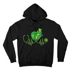 Stethoscope Heartbeat Nurse Doctor St Patricks Day Clover Tall Hoodie