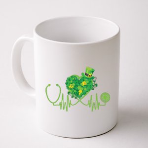 Stethoscope Heartbeat Nurse Doctor St Patricks Day Clover Coffee Mug