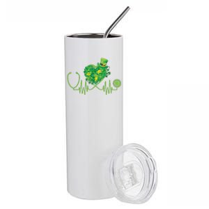 Stethoscope Heartbeat Nurse Doctor St Patricks Day Clover Stainless Steel Tumbler