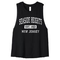 Seaside Heights New Jersey Nj Vintage Established Sports Women's Racerback Cropped Tank