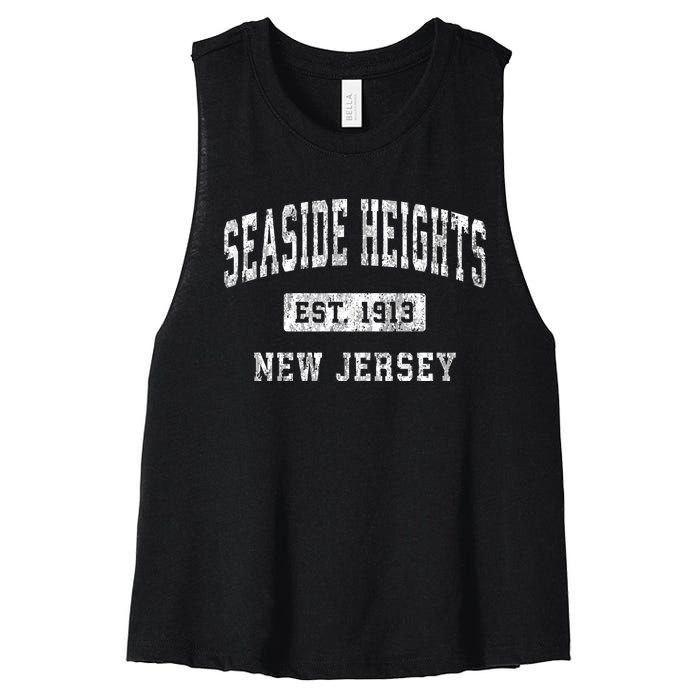 Seaside Heights New Jersey Nj Vintage Established Sports Women's Racerback Cropped Tank