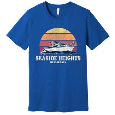 Seaside Heights Nj Vintage Boating 70s Retro Boat Design Gift Premium T-Shirt