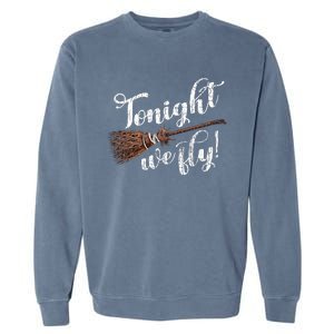 Spooky Halloween Night Flight with Pumpkin Witches Ghost Garment-Dyed Sweatshirt