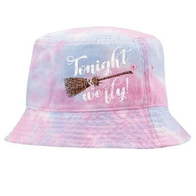 Spooky Halloween Night Flight with Pumpkin Witches Ghost Tie-Dyed Bucket Hat