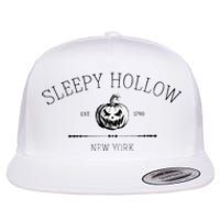 Sleepy Hollow New York Ny Vintage Design Halloween Pumpkin Flat Bill Trucker Hat