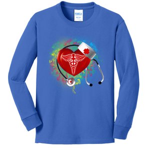 Stethoscope Heart Nurse Great Gift Kids Long Sleeve Shirt