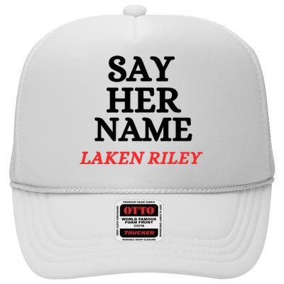 Say Her Name Laken Riley High Crown Mesh Back Trucker Hat