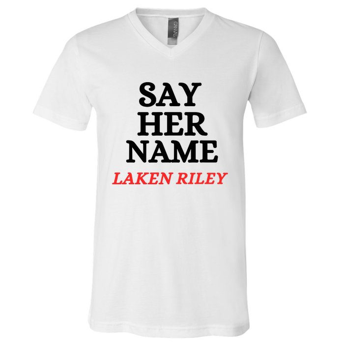 Say Her Name Laken Riley V-Neck T-Shirt