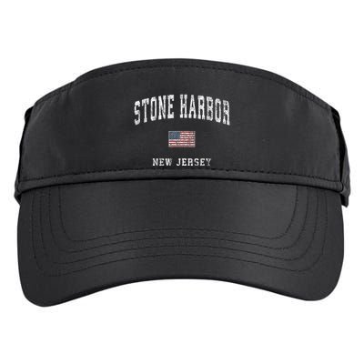 Stone Harbor New Jersey Nj Vintage American Flag Sports Adult Drive Performance Visor