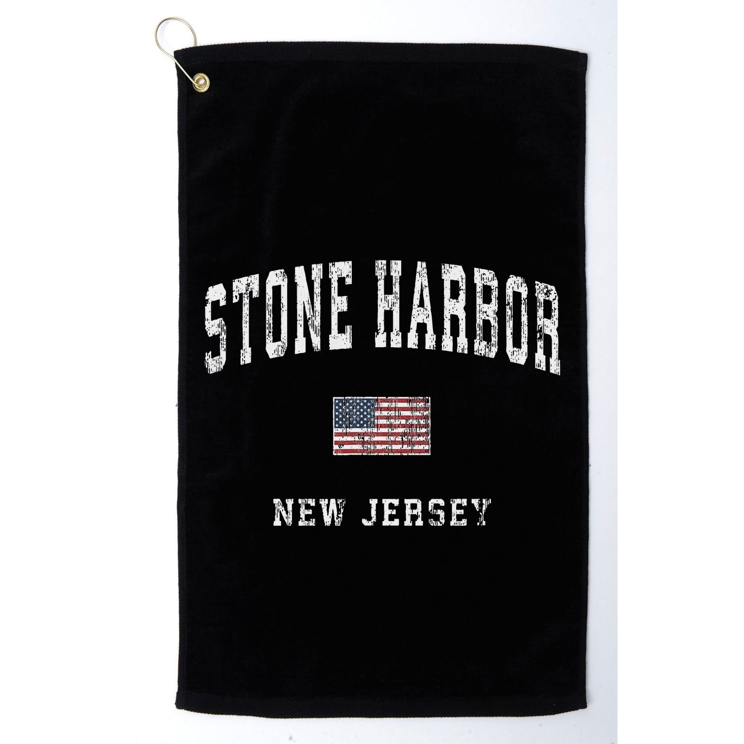 Stone Harbor New Jersey Nj Vintage American Flag Sports Golf Towel