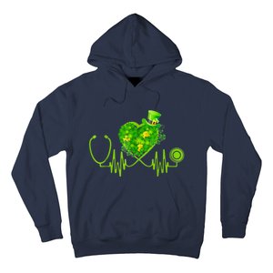 Stethoscope Heartbeat Nurse Doctor St Patricks Day Clover Hoodie