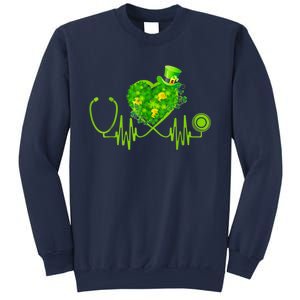 Stethoscope Heartbeat Nurse Doctor St Patricks Day Clover Sweatshirt