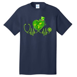 Stethoscope Heartbeat Nurse Doctor St Patricks Day Clover Tall T-Shirt