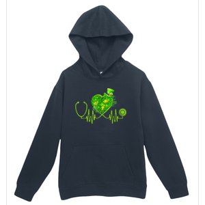 Stethoscope Heartbeat Nurse Doctor St Patricks Day Clover Urban Pullover Hoodie