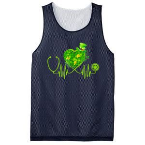 Stethoscope Heartbeat Nurse Doctor St Patricks Day Clover Mesh Reversible Basketball Jersey Tank