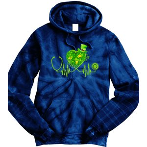 Stethoscope Heartbeat Nurse Doctor St Patricks Day Clover Tie Dye Hoodie