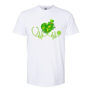 Stethoscope Heartbeat Nurse Doctor St Patricks Day Clover Softstyle CVC T-Shirt