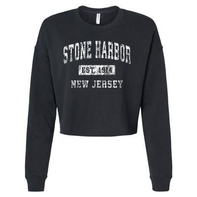 Stone Harbor New Jersey Nj Vintage Established Cropped Pullover Crew