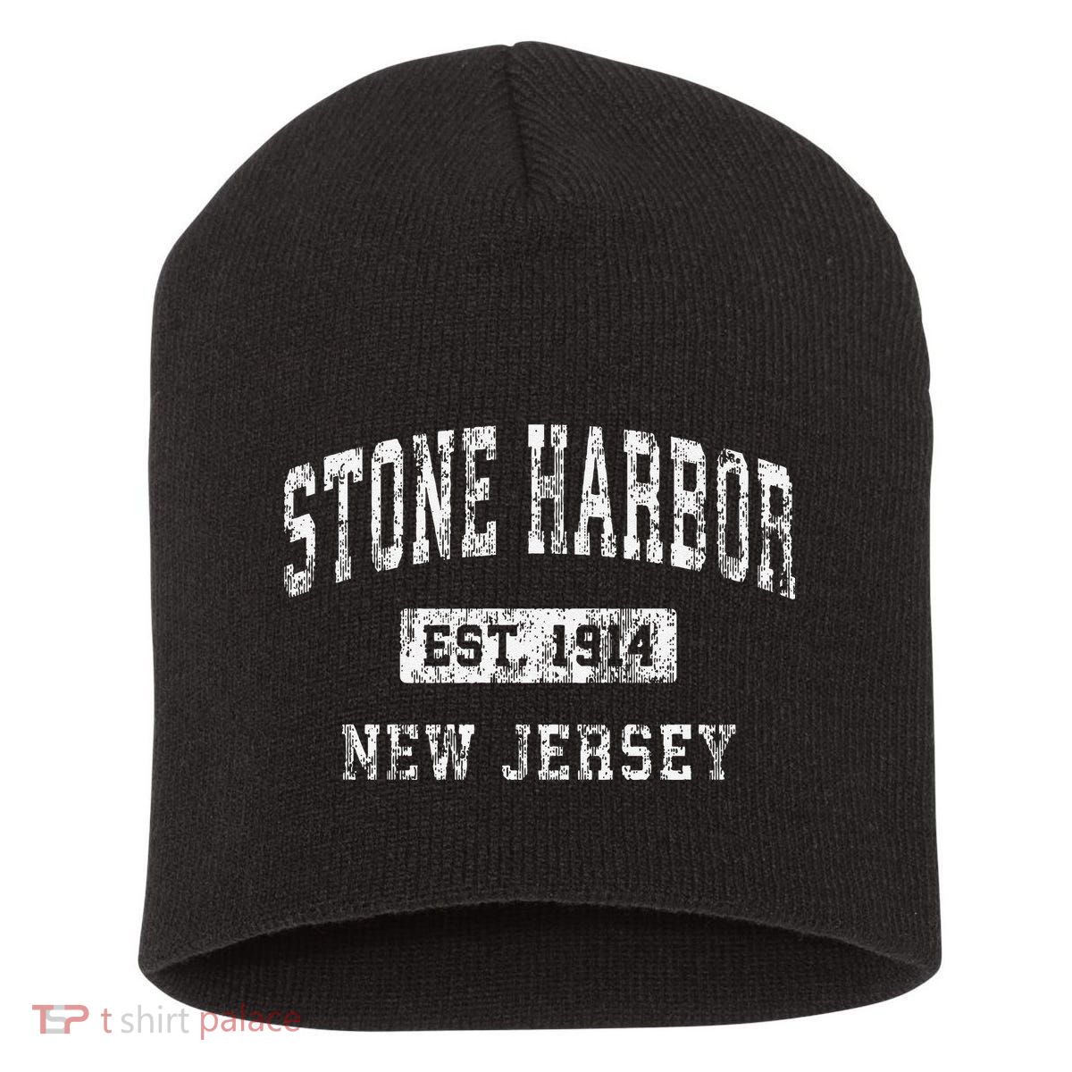 Stone Harbor New Jersey Nj Vintage Established Short Acrylic Beanie