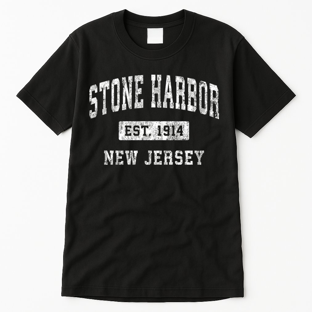 Stone Harbor New Jersey Nj Vintage Established Sports Design Tall T-Shirt
