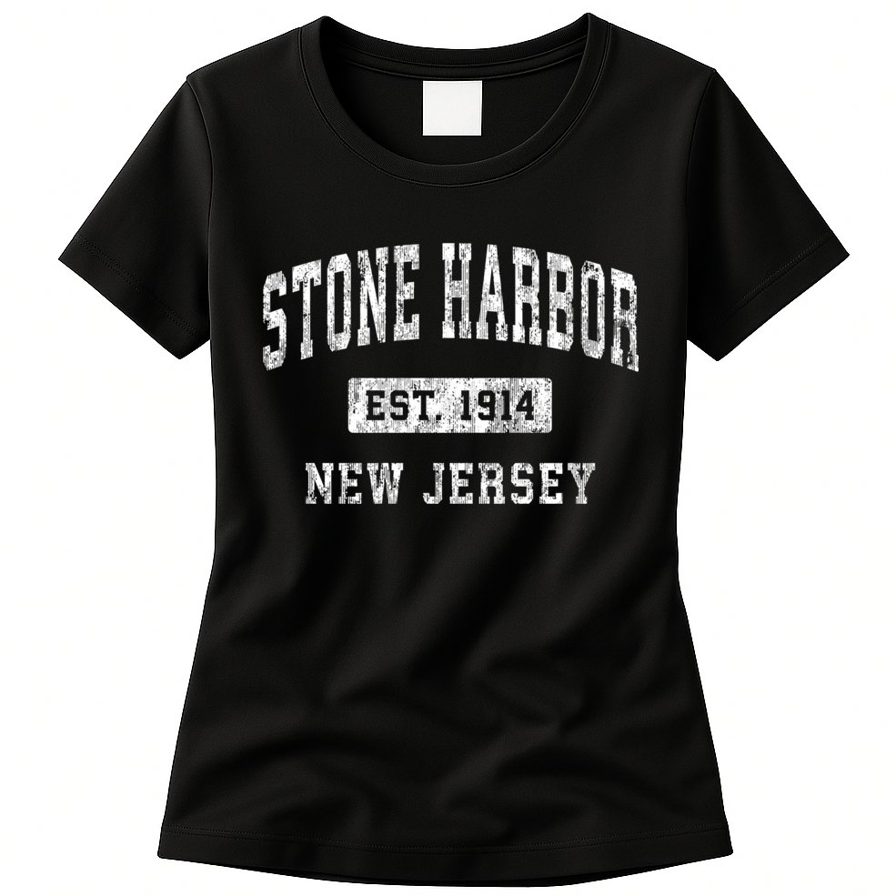 Stone Harbor New Jersey Nj Vintage Established Sports Design Womens T-Shirt