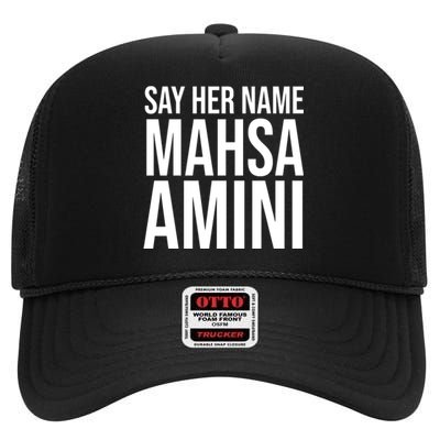 Say Her Name Mahsa Amini High Crown Mesh Back Trucker Hat