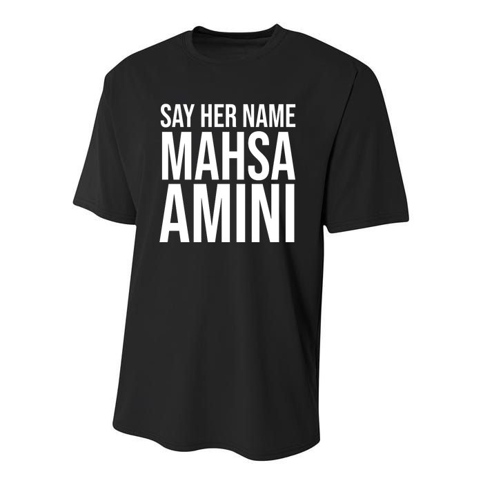 Say Her Name Mahsa Amini Youth Performance Sprint T-Shirt