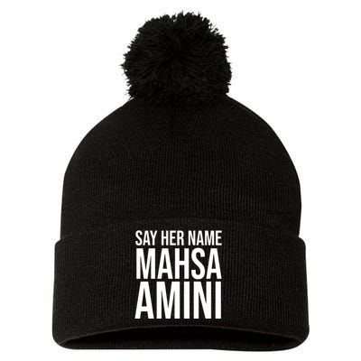 Say Her Name Mahsa Amini Pom Pom 12in Knit Beanie