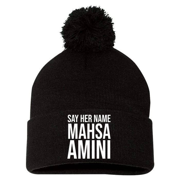 Say Her Name Mahsa Amini Pom Pom 12in Knit Beanie