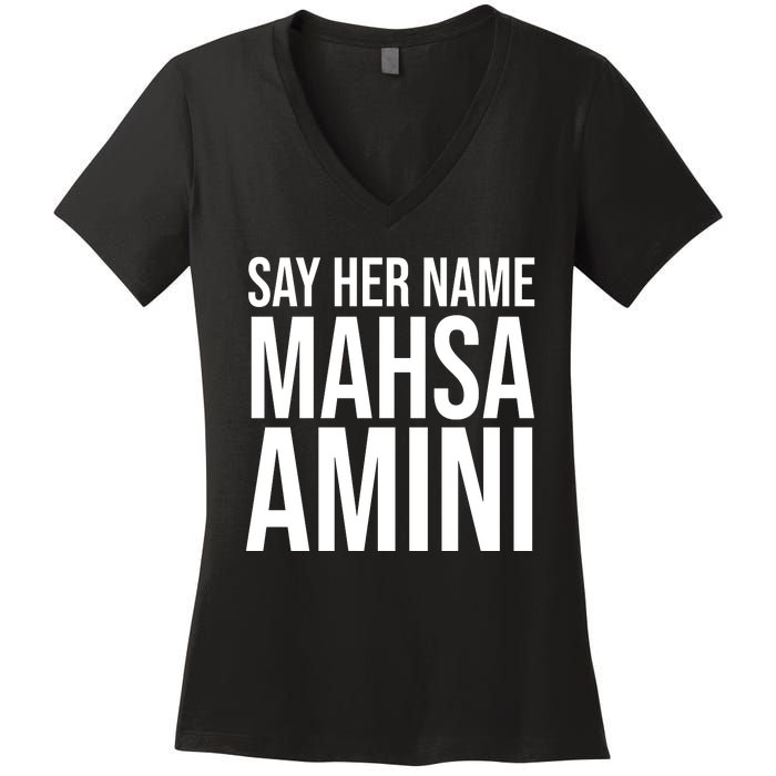 Say Her Name Mahsa Amini Women's V-Neck T-Shirt