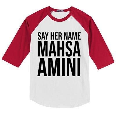 Say Her Name Mahsa Amini Kids Colorblock Raglan Jersey