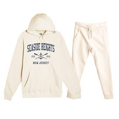 Seaside Heights Nj Vintage Crossed Oars & Boat Anchor Premium Hooded Sweatsuit Set