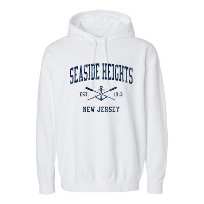 Seaside Heights Nj Vintage Crossed Oars & Boat Anchor Garment-Dyed Fleece Hoodie