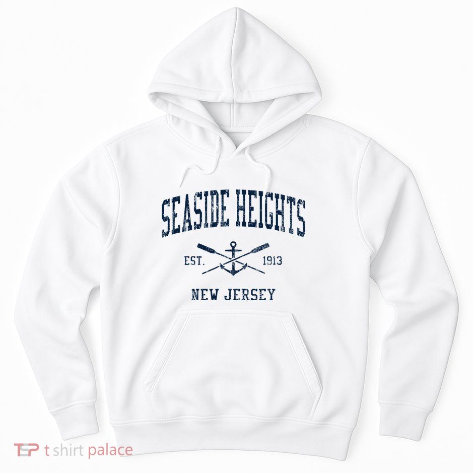Seaside Heights Nj Vintage Crossed Oars & Boat Anchor Hoodie