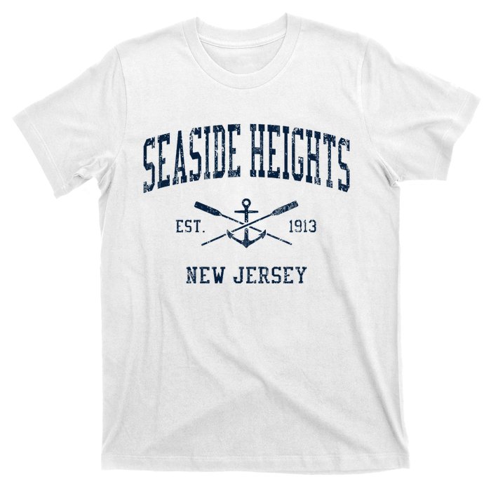 Seaside Heights Nj Vintage Crossed Oars & Boat Anchor T-Shirt