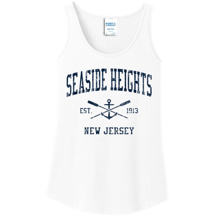 Seaside Heights Nj Vintage Crossed Oars & Boat Anchor Ladies Essential Tank