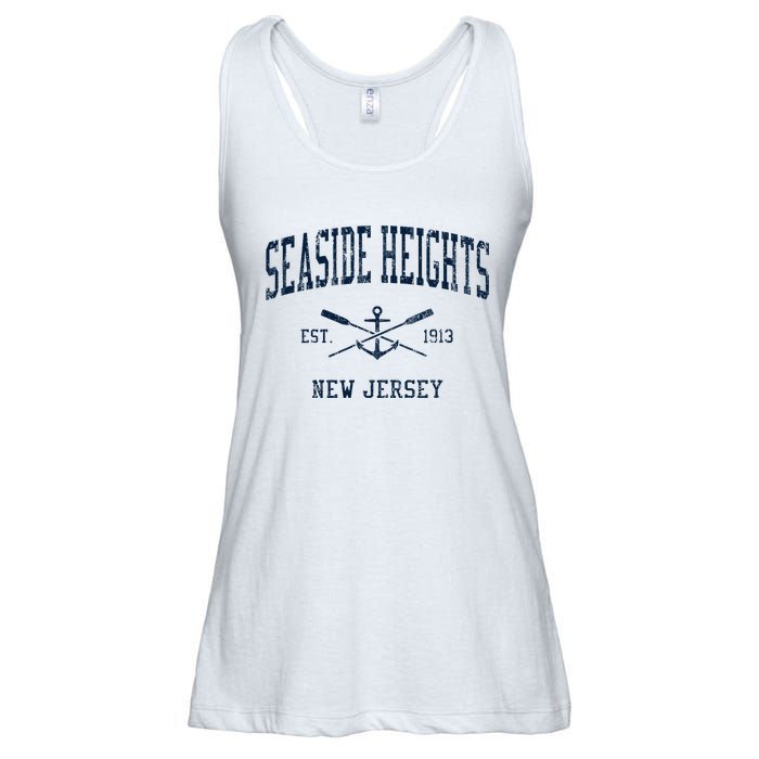 Seaside Heights Nj Vintage Crossed Oars & Boat Anchor Ladies Essential Flowy Tank