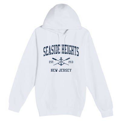 Seaside Heights Nj Vintage Crossed Oars & Boat Anchor Premium Pullover Hoodie