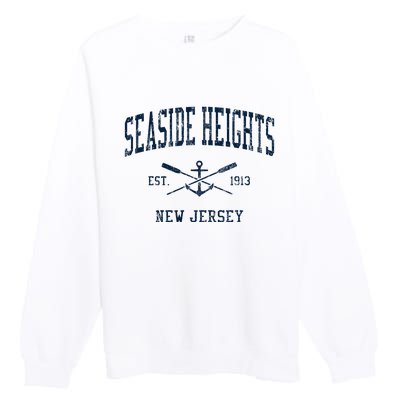 Seaside Heights Nj Vintage Crossed Oars & Boat Anchor Premium Crewneck Sweatshirt