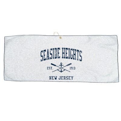 Seaside Heights Nj Vintage Crossed Oars & Boat Anchor Large Microfiber Waffle Golf Towel