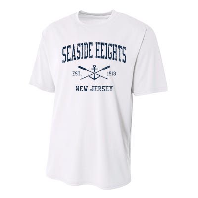 Seaside Heights Nj Vintage Crossed Oars & Boat Anchor Performance Sprint T-Shirt