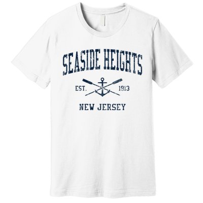 Seaside Heights Nj Vintage Crossed Oars & Boat Anchor Premium T-Shirt