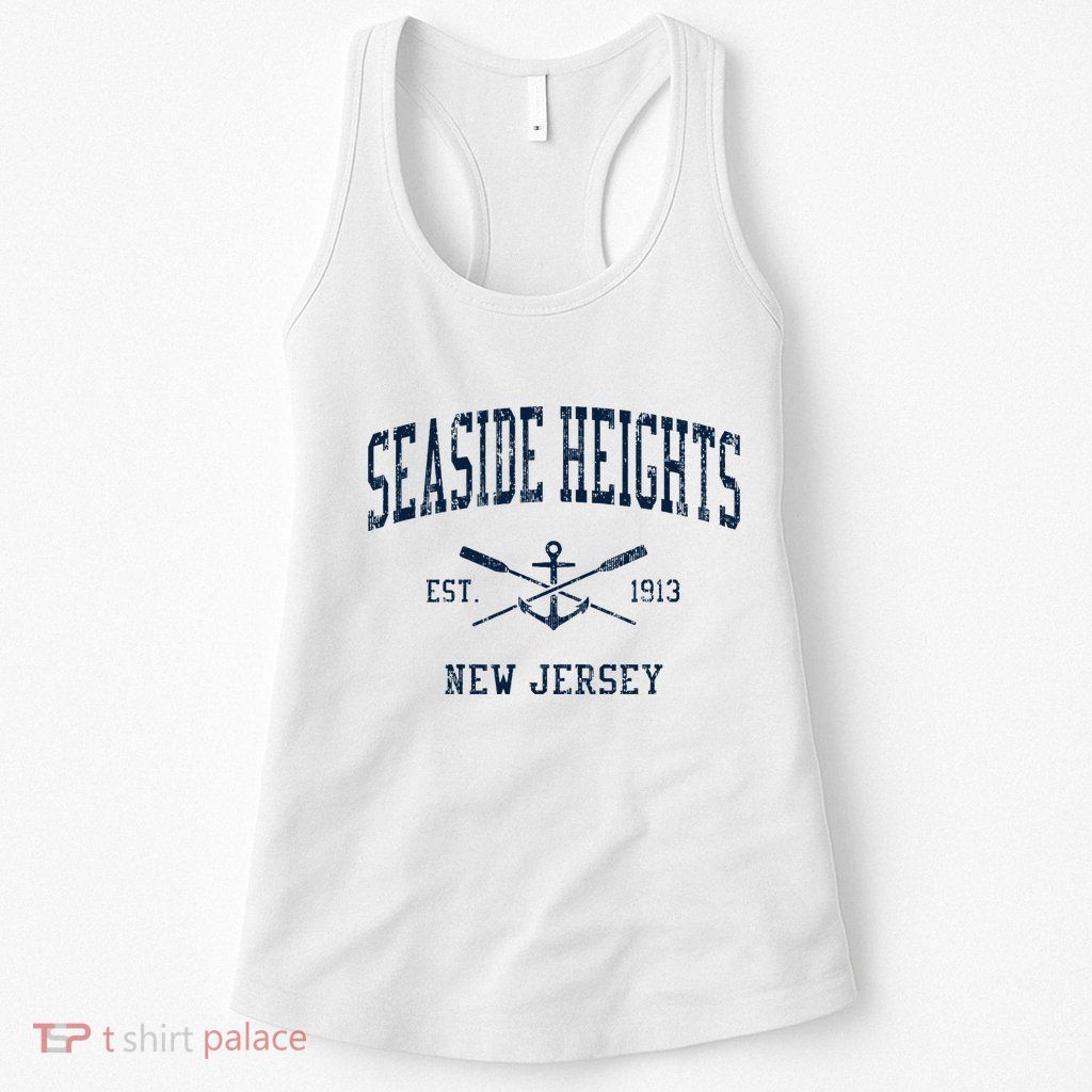 Seaside Heights Nj Vintage Crossed Oars & Boat Anchor Womens Tank Top