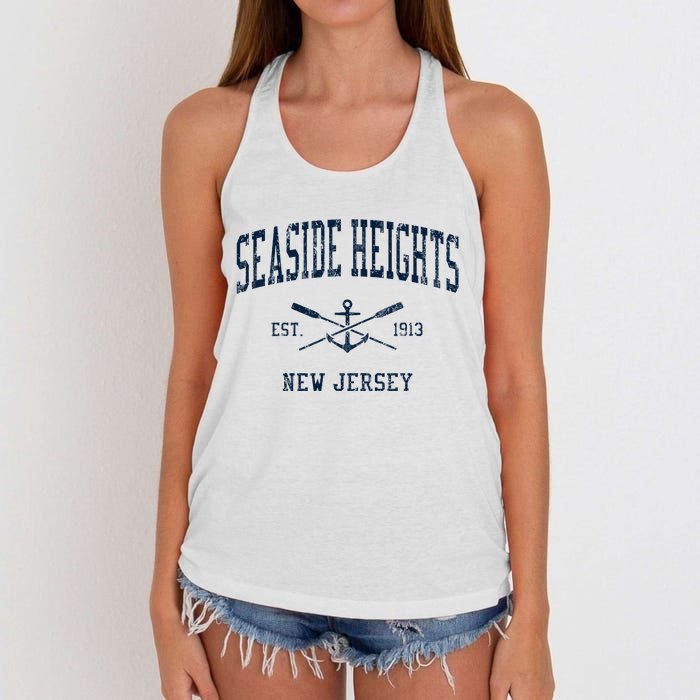 Seaside Heights Nj Vintage Crossed Oars & Boat Anchor Women's Knotted Racerback Tank