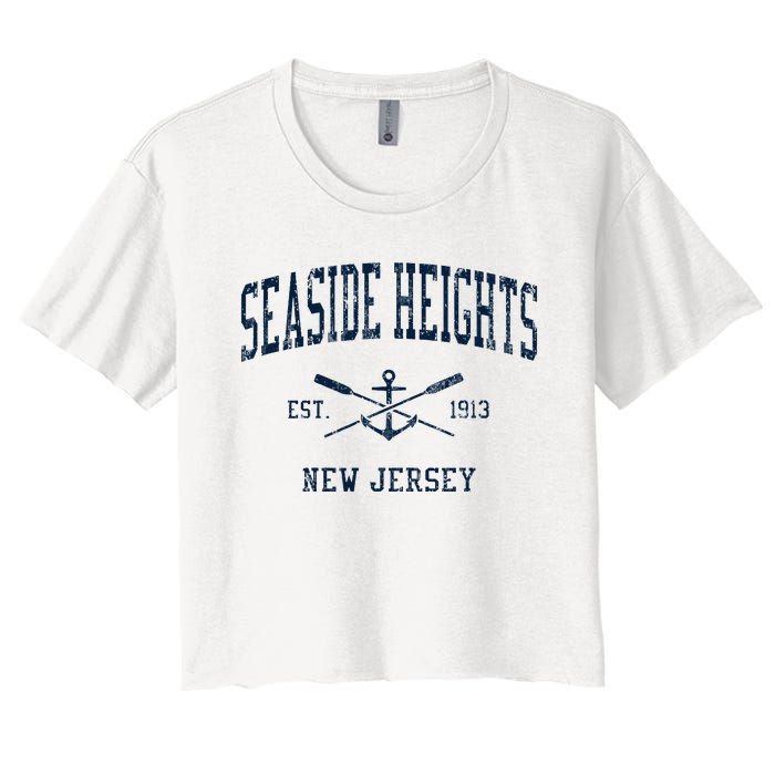 Seaside Heights Nj Vintage Crossed Oars & Boat Anchor Women's Crop Top Tee