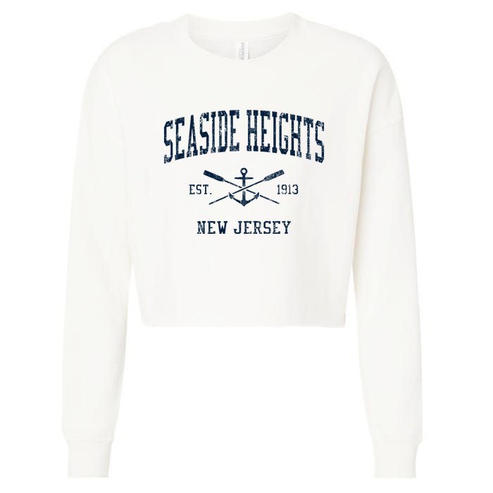 Seaside Heights Nj Vintage Crossed Oars & Boat Anchor Cropped Pullover Crew